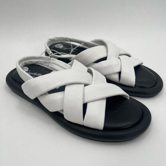 SEYCHELLES Sandals Size 6.5 White Leather Strappy Flats Punchline Slingback NEW - Picture 15 of 15